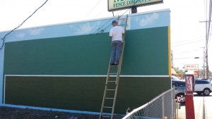 Green Monster mural - in progress